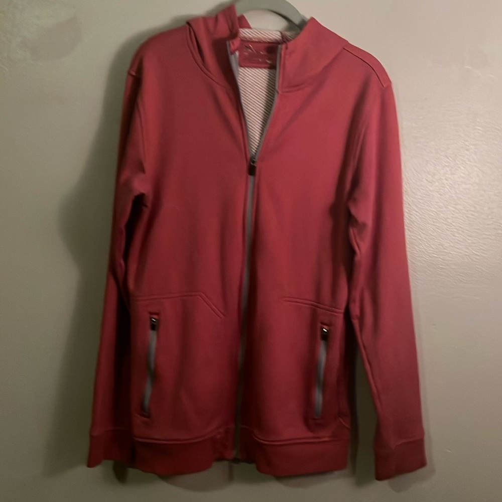 Red Umbro running sweatshirt.